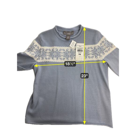 NWT Norton McNaughton Periwinkle Nordic Fair Isle Sweater Womens Petite Size PM - Picture 11 of 11